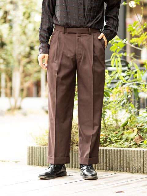 MARKAWARE DOUBLE PLEATED SEMI EASY TROUSERS MARKスタイル