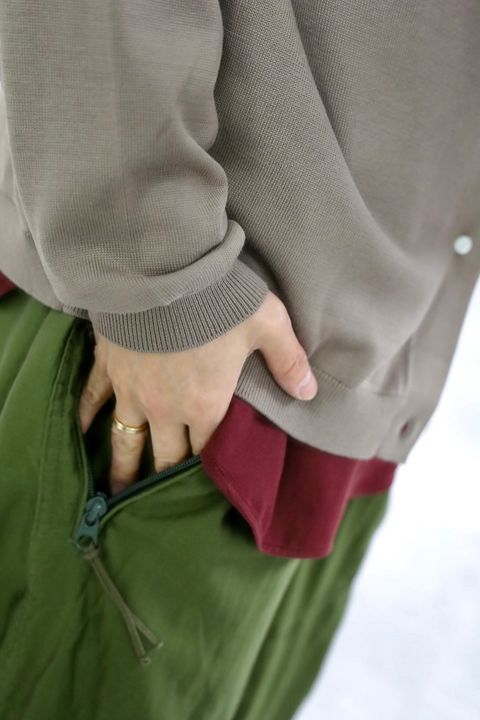 Graphpaper グラフペーパー26SS Suvin High Gauge Knit Oversized L/S Shirts"TAUPE"スタイル