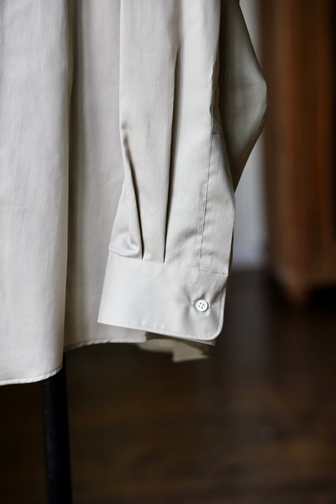 グラフペーパー25AW Silicon Poplin Oversized Regular Collar Shirt (GM253-50180)GREGE