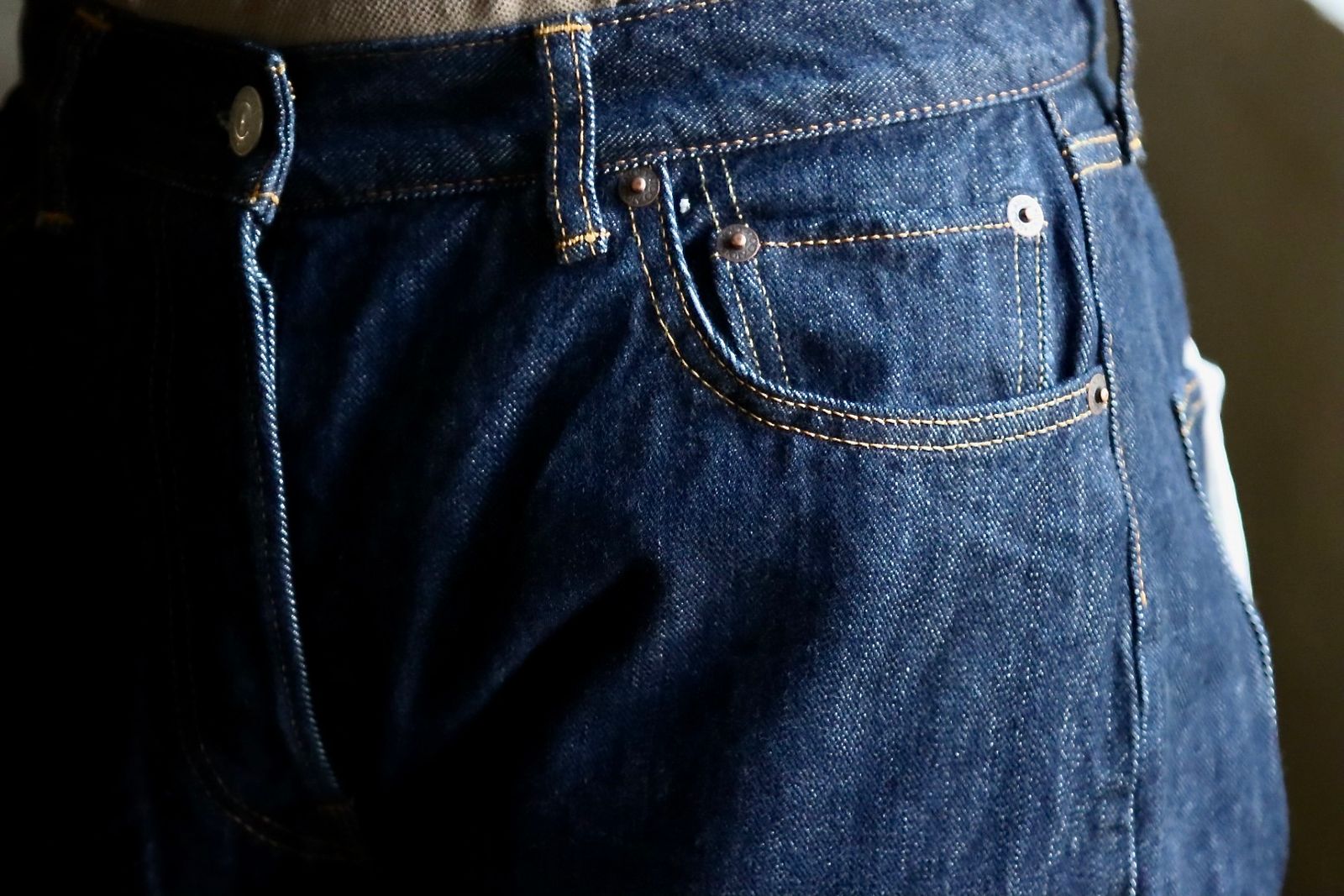 CIOTA22AWシオタ本藍スビンコットン13.5ozストレートデニム(NPTM-1STB-NIW)ネイビー(ONE WASH)