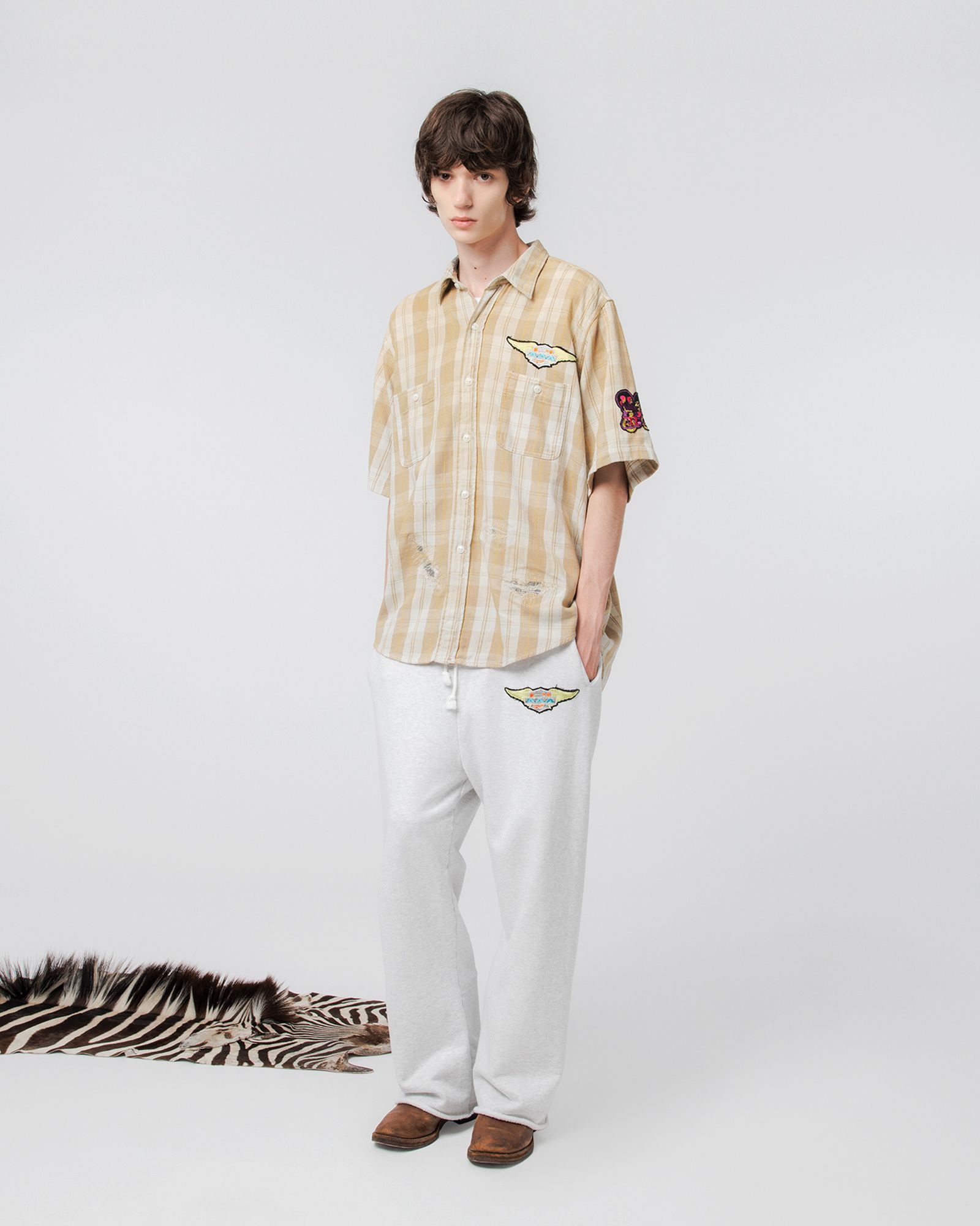 BOW WOW バウワウ  ELIMINATORS S/S FLANNEL SHIRT(BW251-ESFS)BEIGE AGING