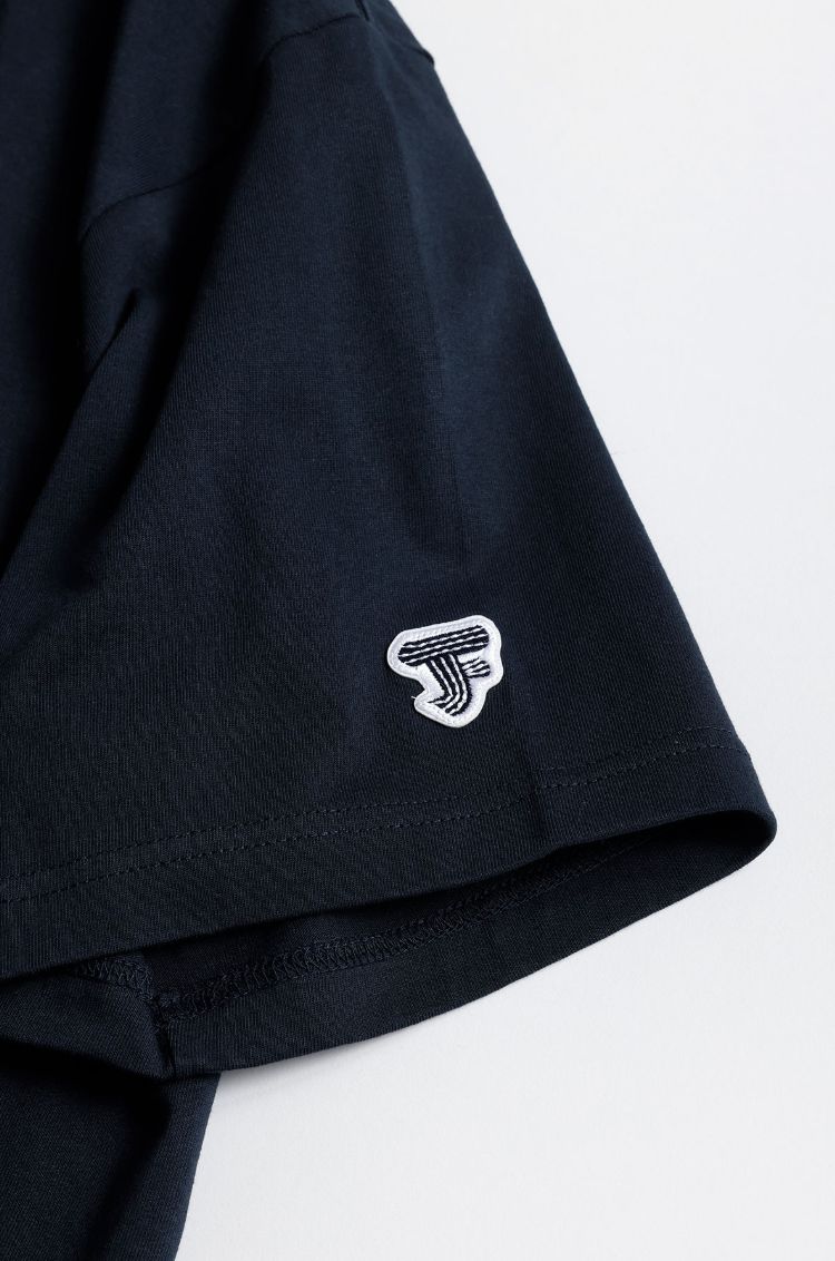ファンダメンタル Tシャツ SQUARE JACQUARD TEE(FA25/TE15)NAVY