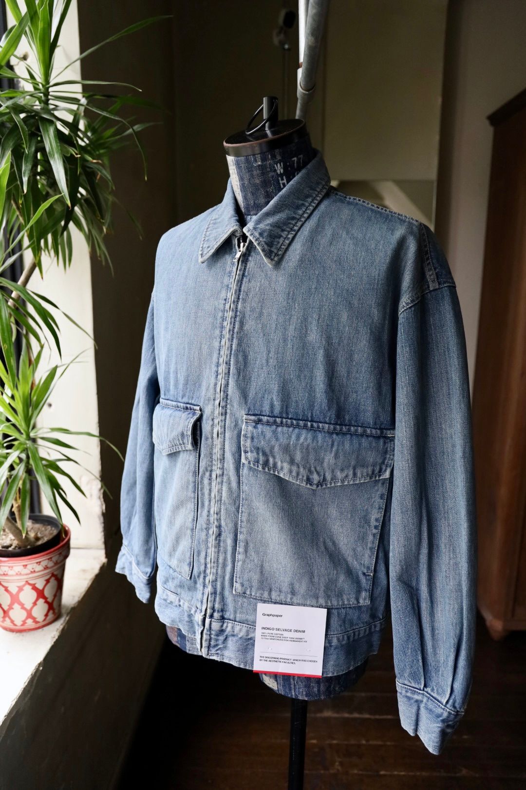 グラフペーパー Selvage Denim Zip Jacket(GU253-20056LB) INDIGO_LIGHT FADE