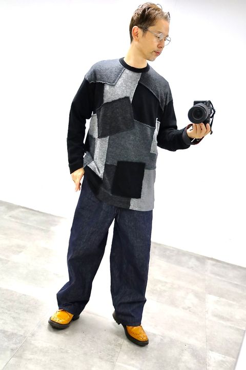 COMME des GARCONS HOMME ウールナイロン天竺パッチワークニット2025.10.3.