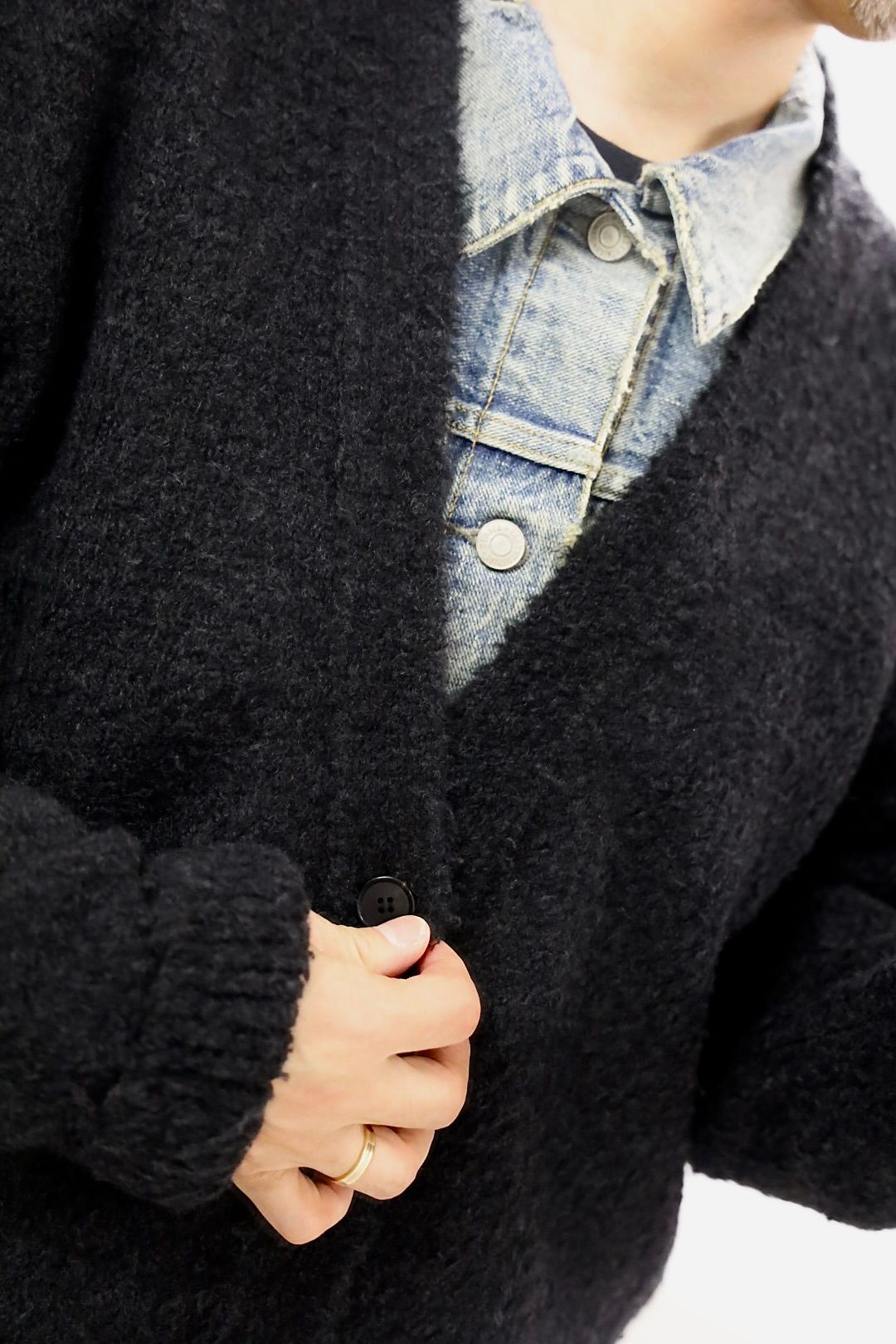 アプレッセ 2025 STYLE2 Cashmere Mole Yarn Cardigan(25AAP-03-19)CHARCOAL☆10月25日(土)発売!