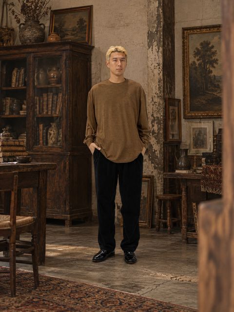 グラフペーパー Cotton Wool Ripple Crew Neck L/S Tee MARKスタイル