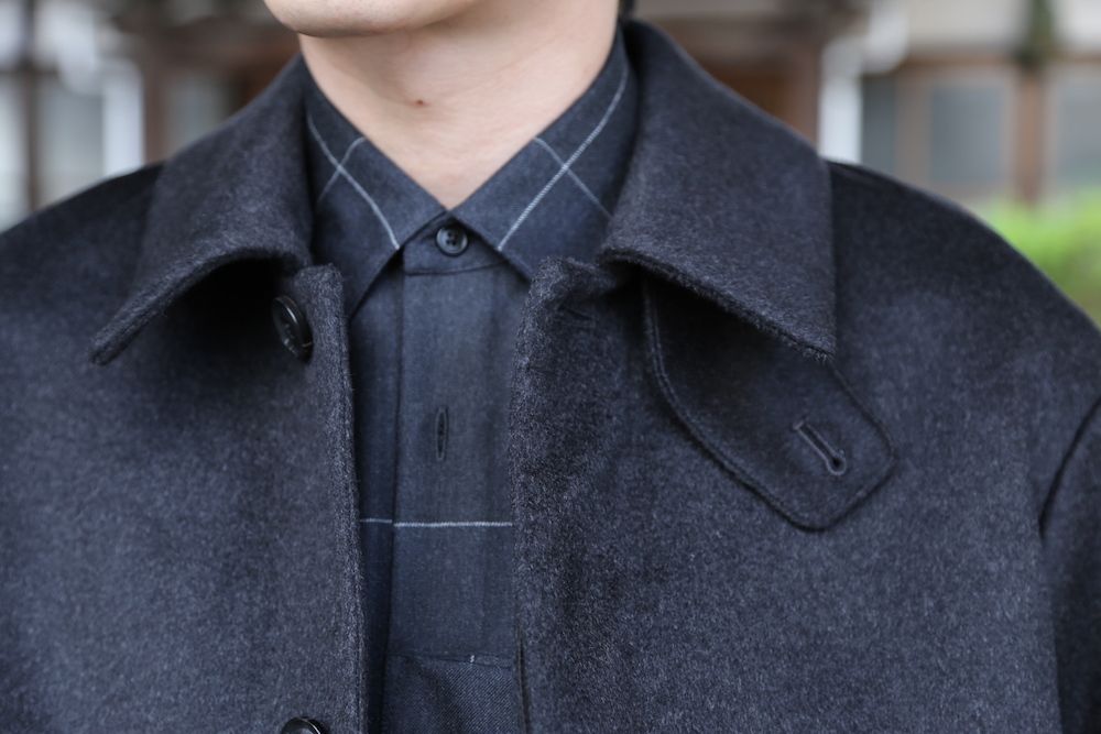 YOKE 新作 CASHMERE 3WAY BAL COLLAR SHARE COAT(YK20AW0134C)"CHARCOAL"style.2020.10.10.