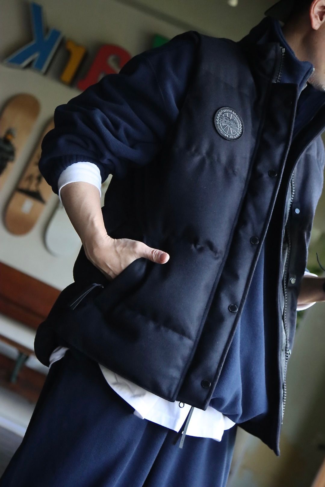 カナダグース22AW GARSON VEST WOOL BLACK LABELスタイル.2022.11.14.