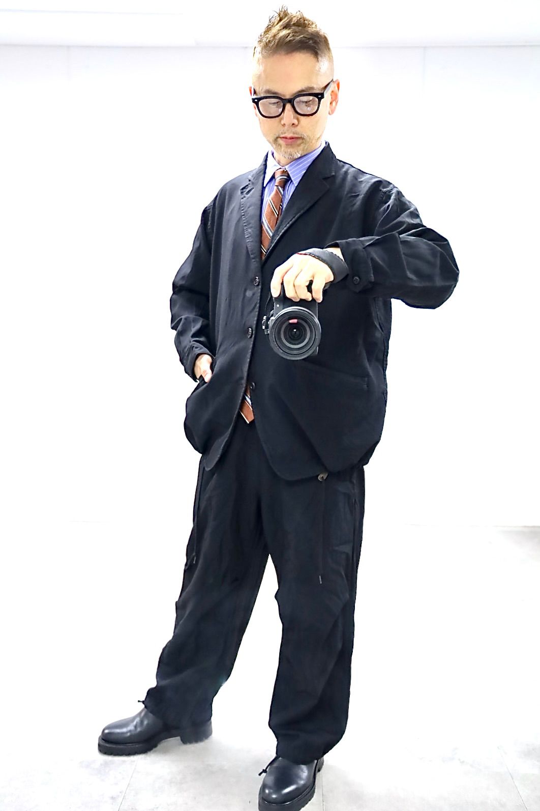 コムデギャルソンオム26SS エステルサージ 製品染パンツ(HQ-P035-051)BLACK☆4月3日(金)発売！