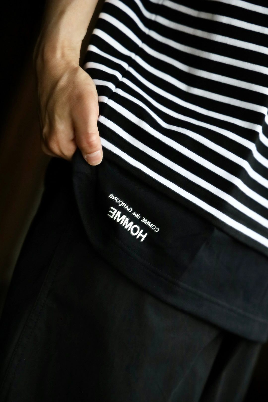 COMME des GARCONS HOMME 綿圧綿天竺ボーダーTシャツスタイル
