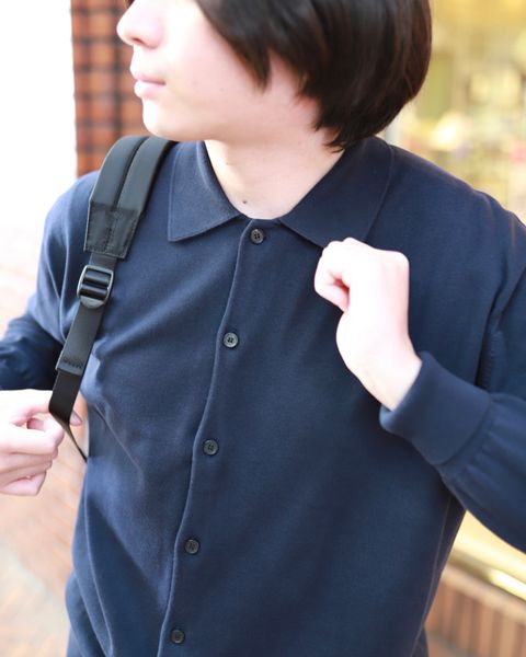 A.PRESSE Cotton Knit Polo Collar Cardigan style.2023.2.10