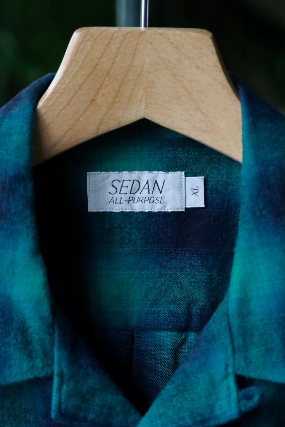セダンオールパーパスFW23 Brushed Ombre Plaid Open Collar Shirt (SD23F-SH02)Green Plaid