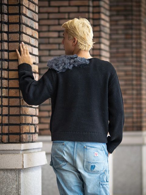 doublet SMOKING FACTORY INTARSIA KNIT PULLOVER MARKスタイル