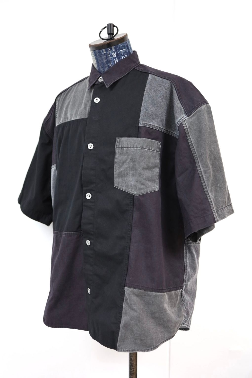 コムデギャルソンオム26SS 綿オックス×多素材MIXシャツ(HQ-B019-051)BLACK×GRAY☆4月3日(金)発売！