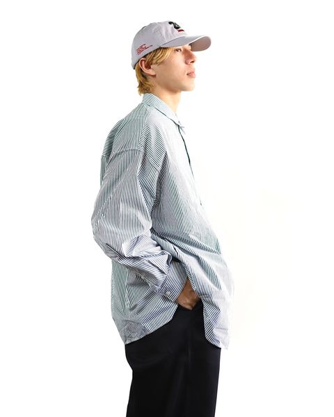 FreshService 24SS CORPORATE UNIFORM L/S SHIRT(GREEN STRIPE) style 2024.3.8