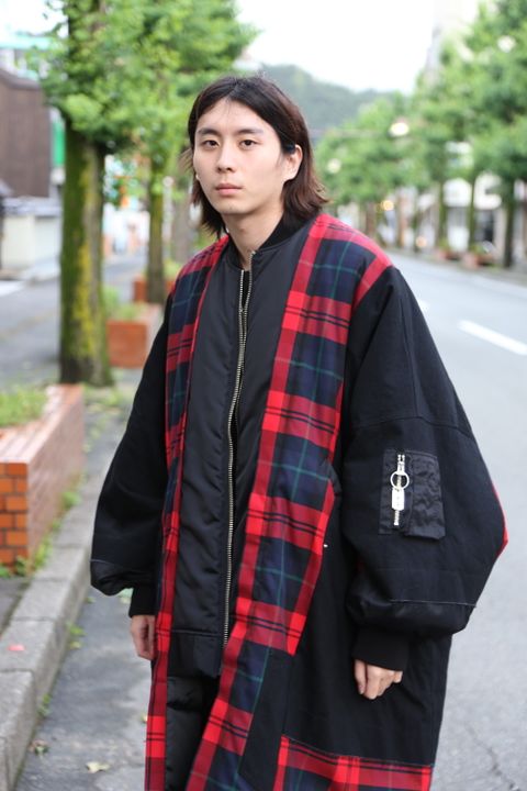 KIDILL Docking MA-1 Jacket(KL445) "Black×Red Tartan"スタイル.2020.7.25.