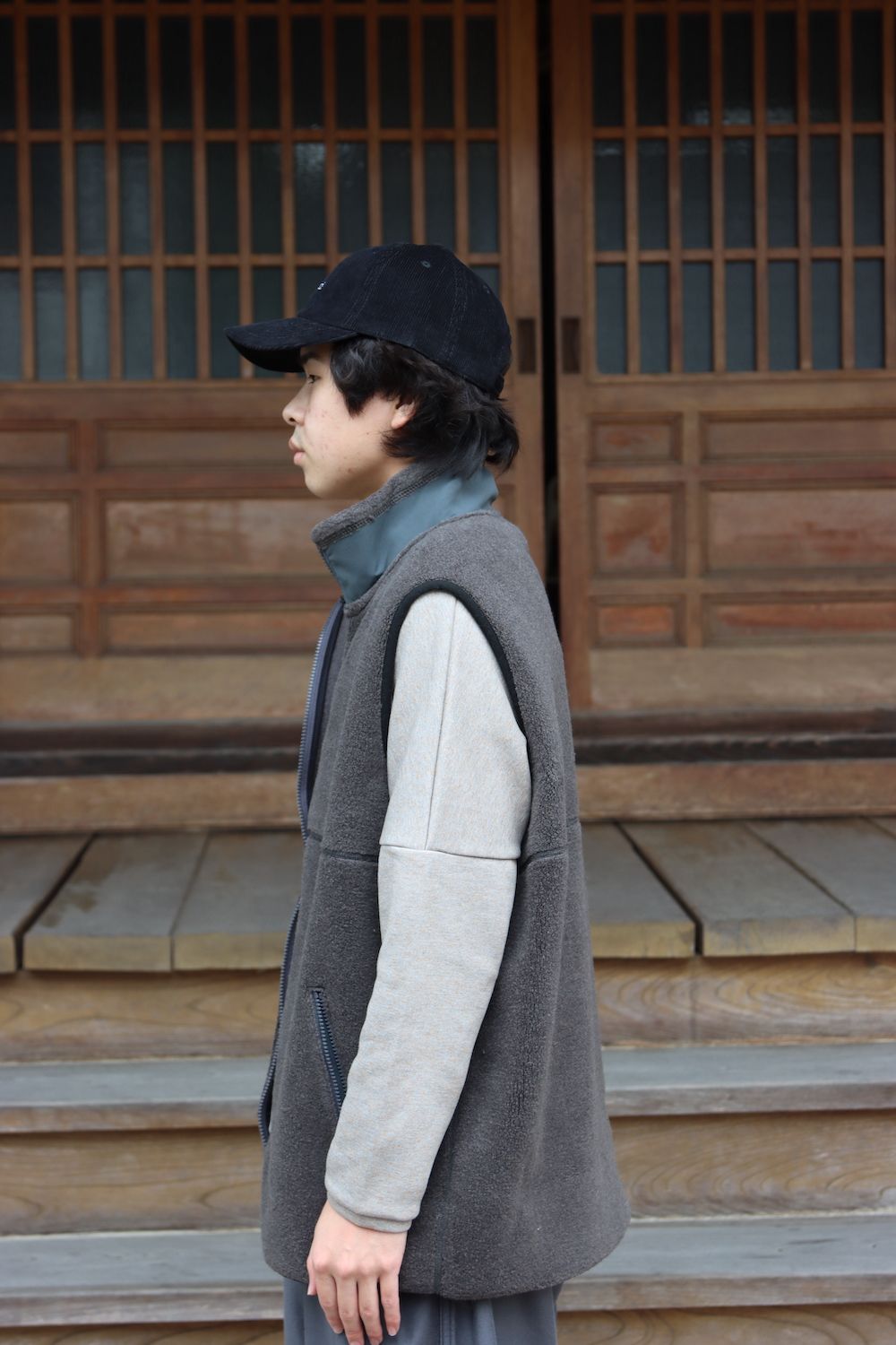 グラフペーパー Graphpaper Wool Boa Zip-Up Vest-