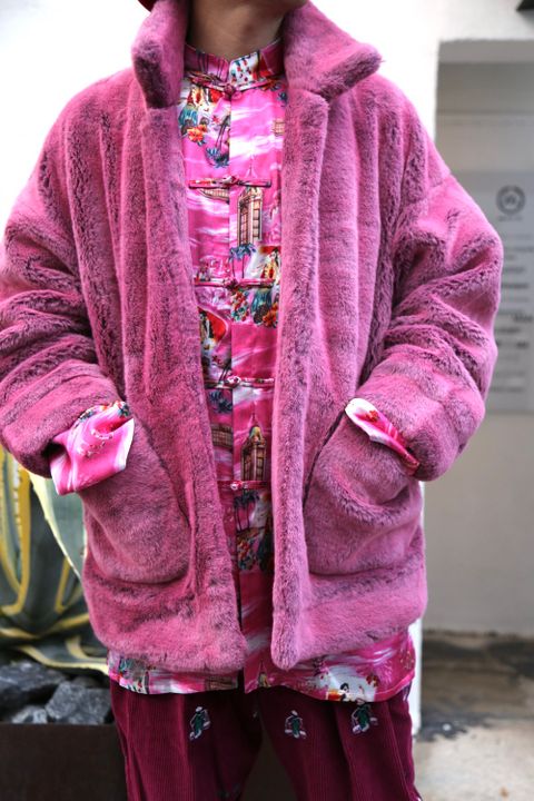 doublet HAND-PAINTED FUR JACKET"PINK"style.2020.10.16.