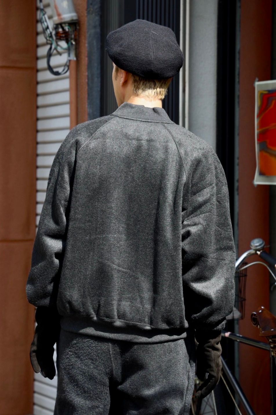 blurhms ブラームス Pe/Silk Fleece Bomber Jacket(BHS25F019)HEATHER BLACK☆新作発売！