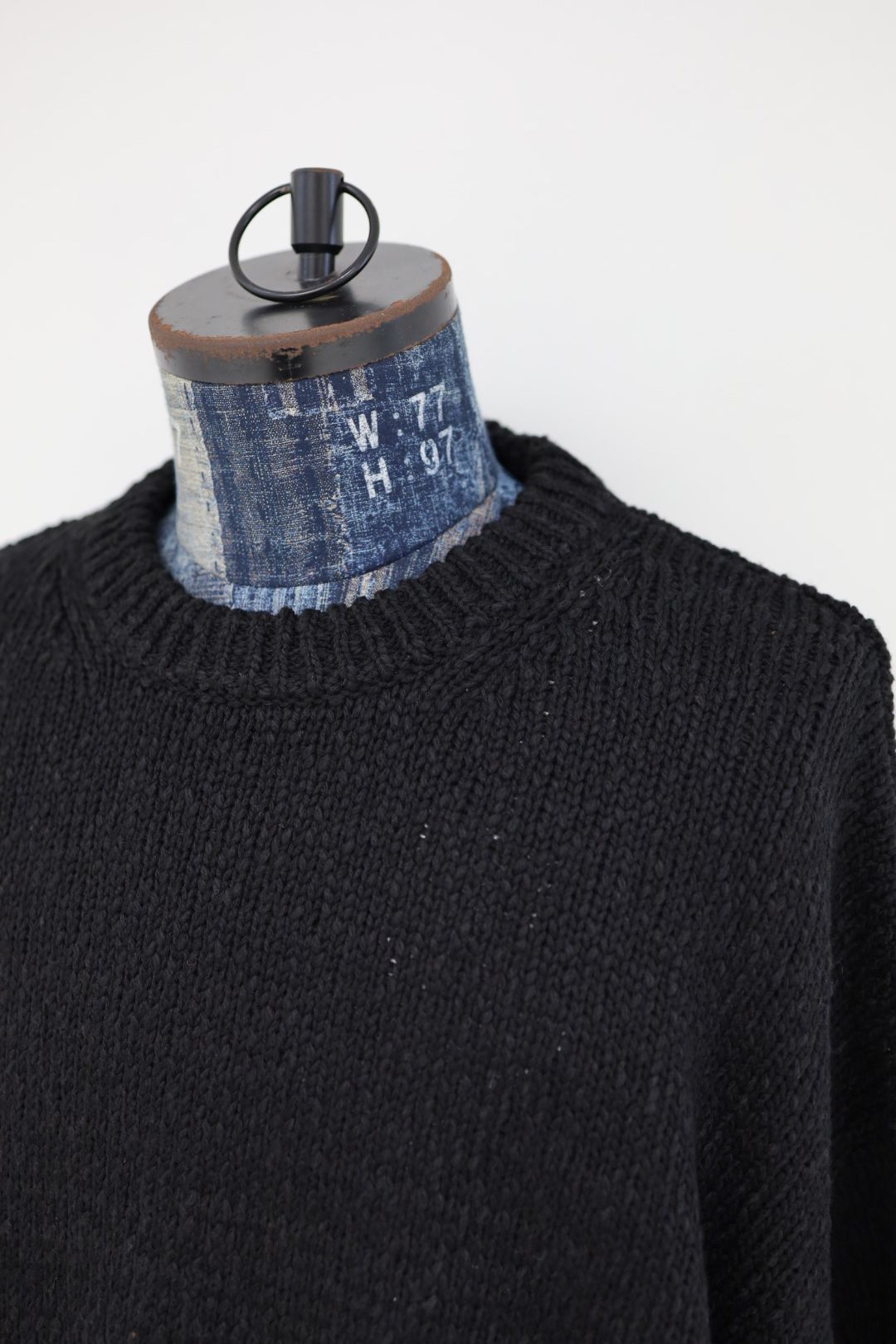 グラフペーパー Cotton Wool Slub Oversized Crew Neck Knit(GU263-80602)BLACK