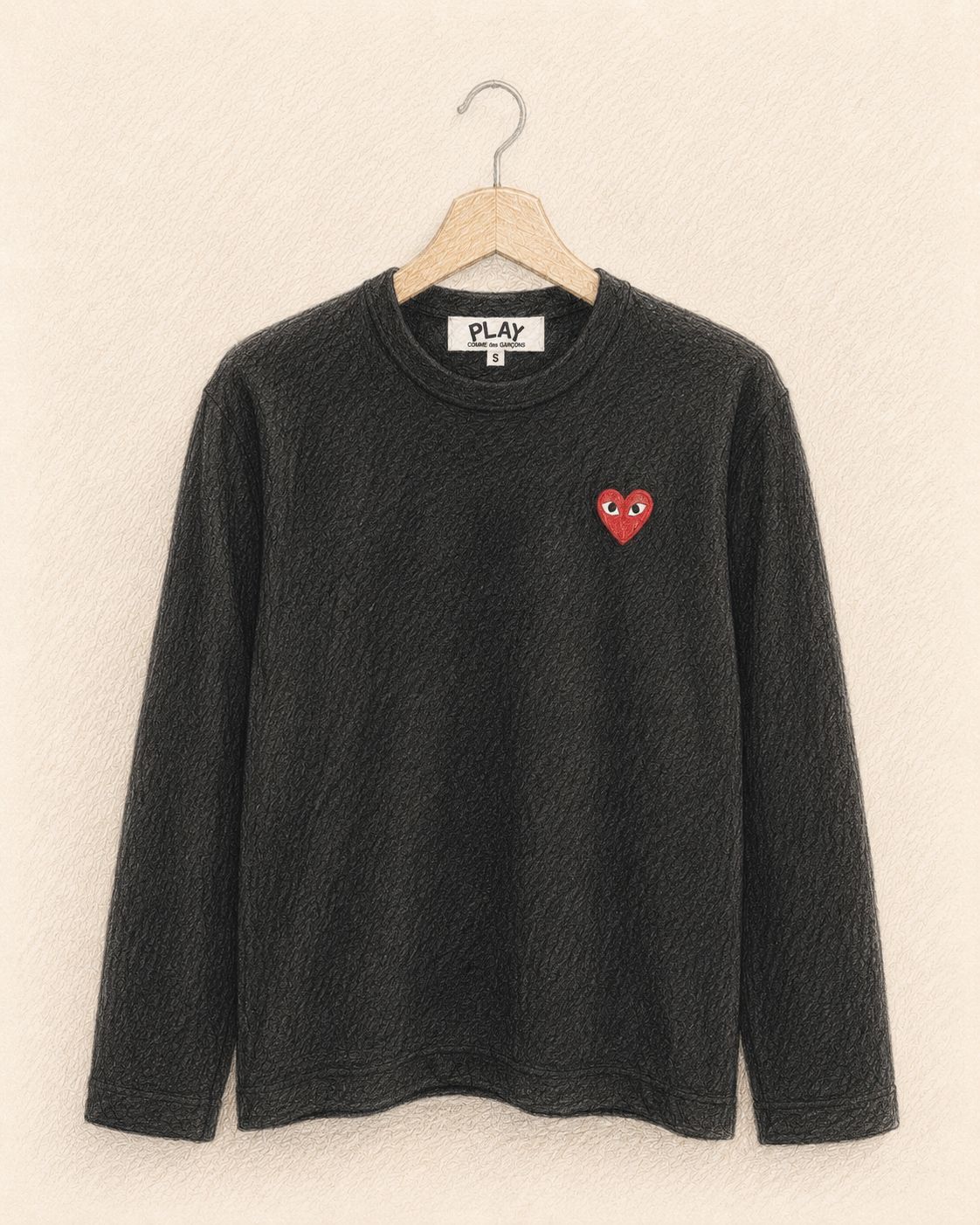 PLAYプレイコムデギャルソン ワンポイントロングスリーブTシャツ(BLACK×REDHEART)☆新作発売！