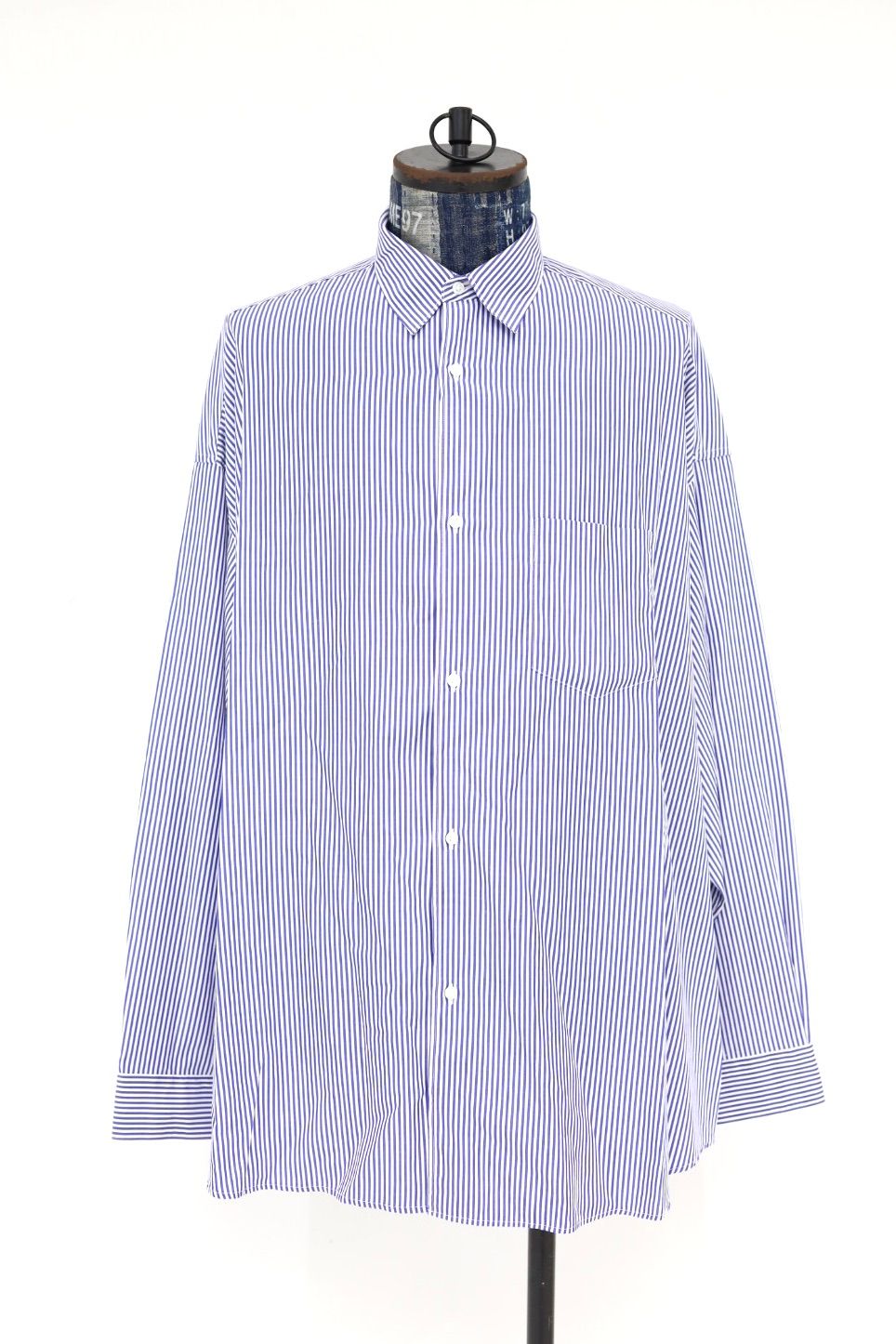 グラフペーパーシャツ Broad Stripe L/S Oversized Regular Collar Shirt (GM264-50022STB)BLUE STRIPE☆10月31日(土)発売！