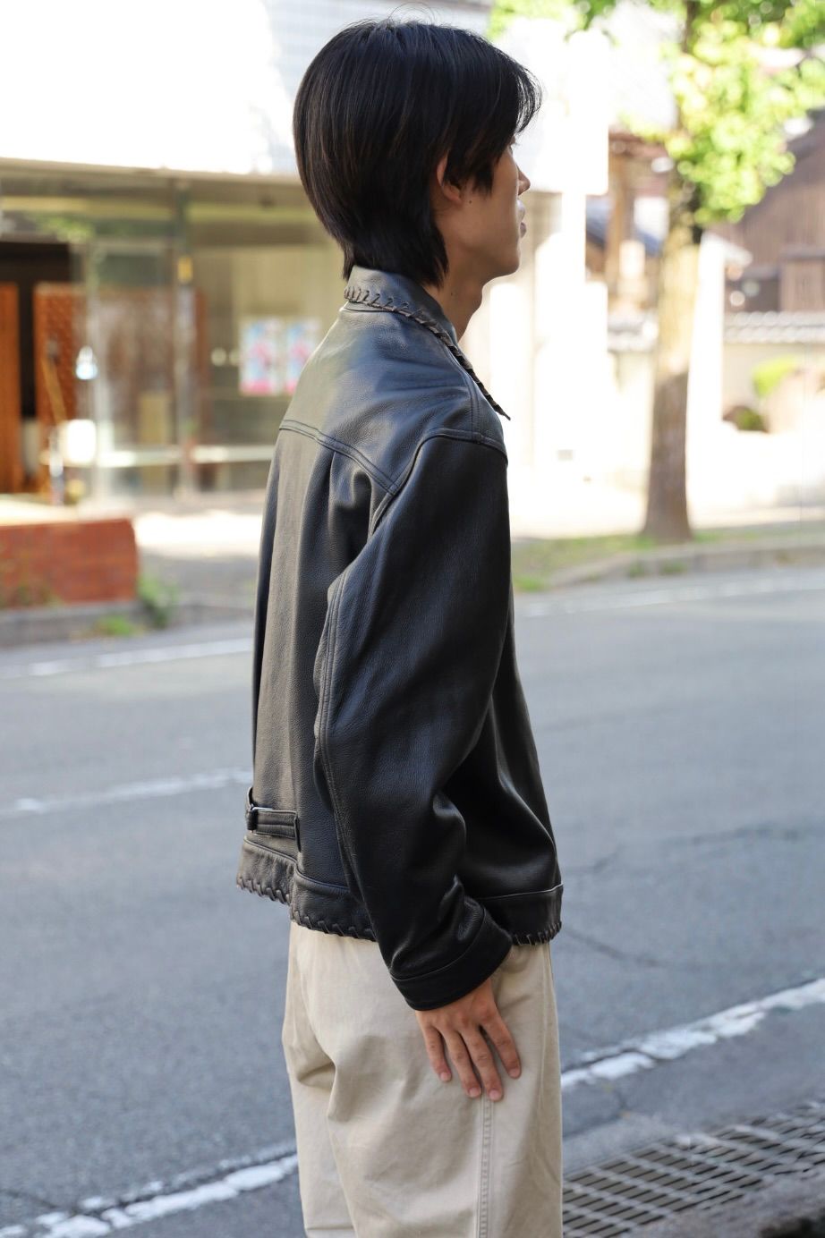 BOW WOW 26FW LACE-UP LEATHER TRUCKER JACKET(BWU-LULTJ)BLACK