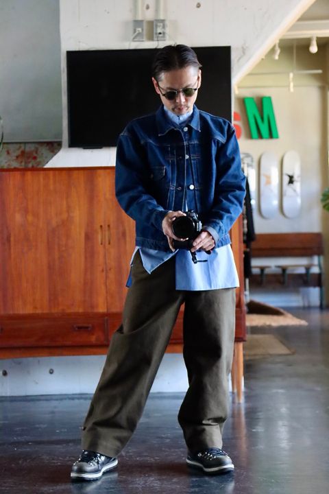 A.PRESSE  Motorcycle Trousers"OLIVE"style.2021.11.27.