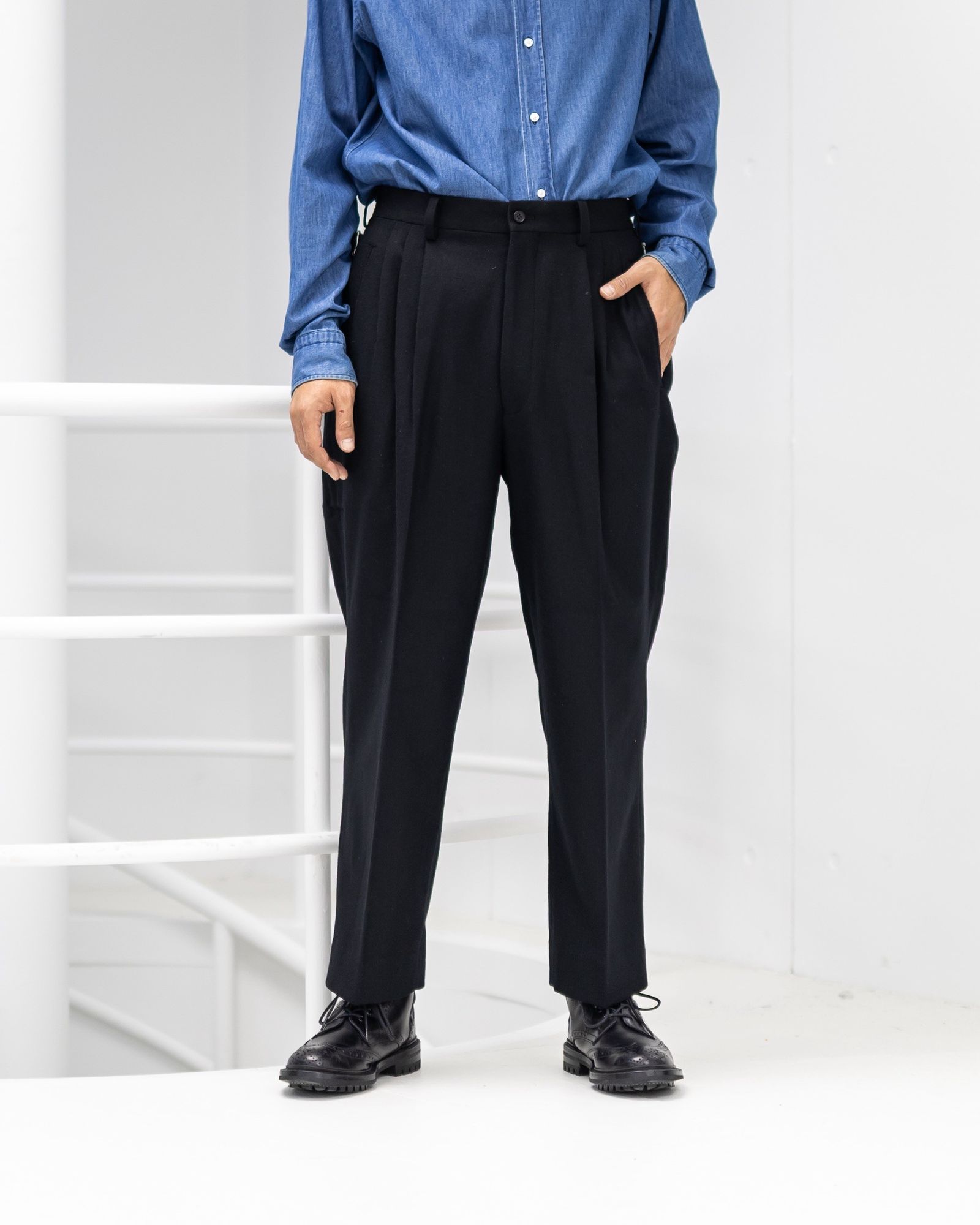 コムデギャルソンオム25FW ウールフラノパンツ(HP-P035-051)BLACK☆11月1日(土)発売！