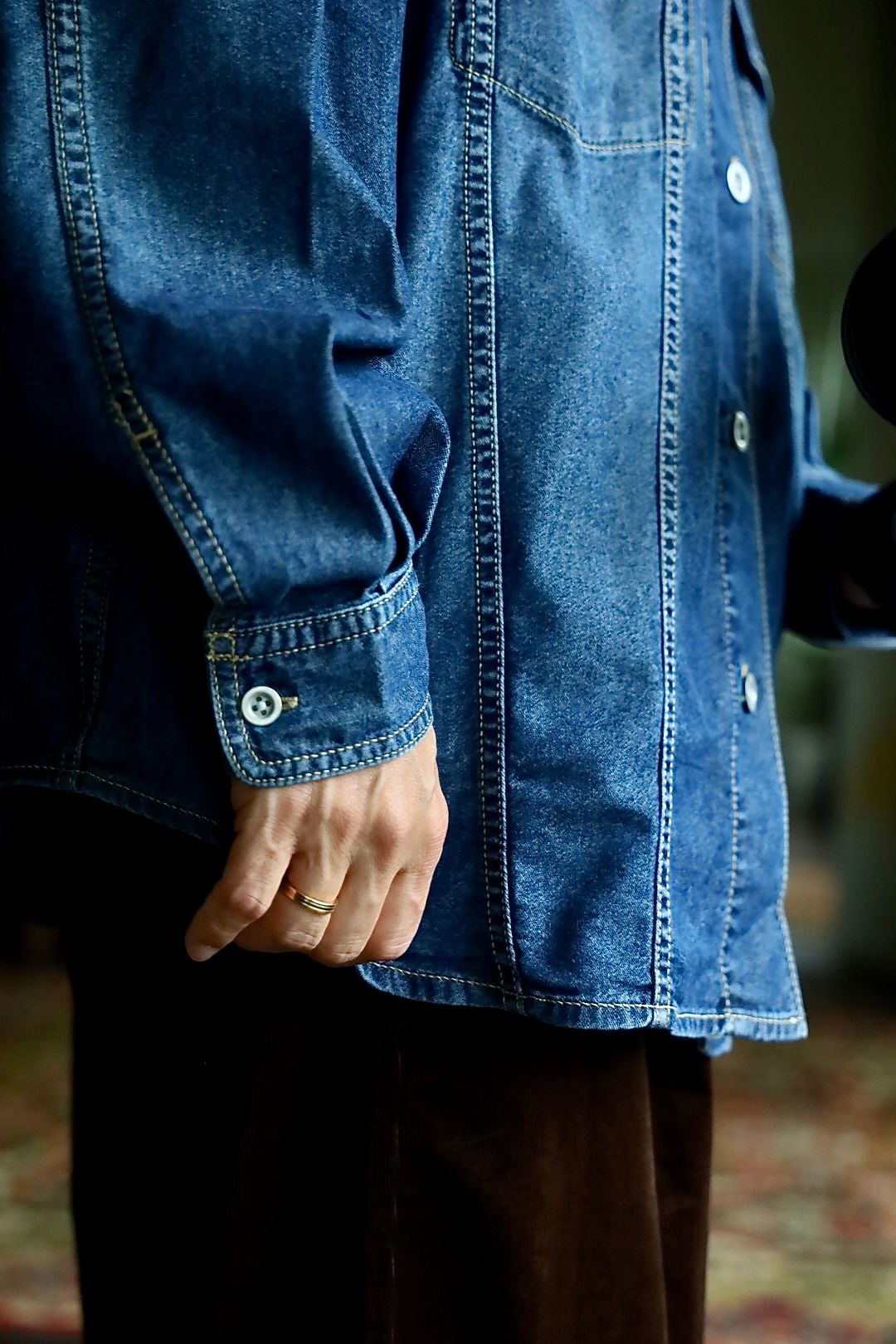 フレッシュサービス 26AW N/C TECH DENIM TRUCKER SHIRT(FSC263-50043)DARK WASH