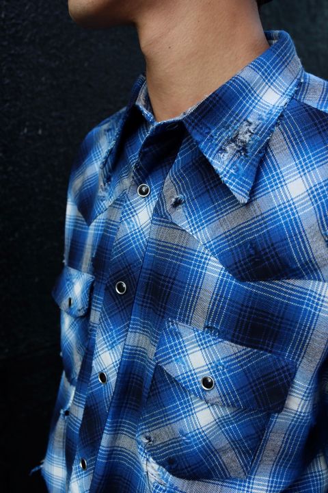 RAFUラフ23AW WESTERN SHIRT"BLUE"スタイル