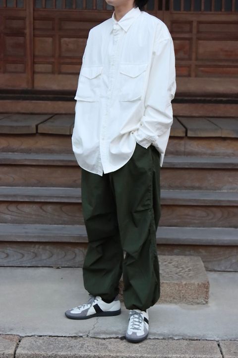 Graphpaper 22SS Garment Dyed Poplin Fatigue Shirt"WHITE"style.2022.2.5.