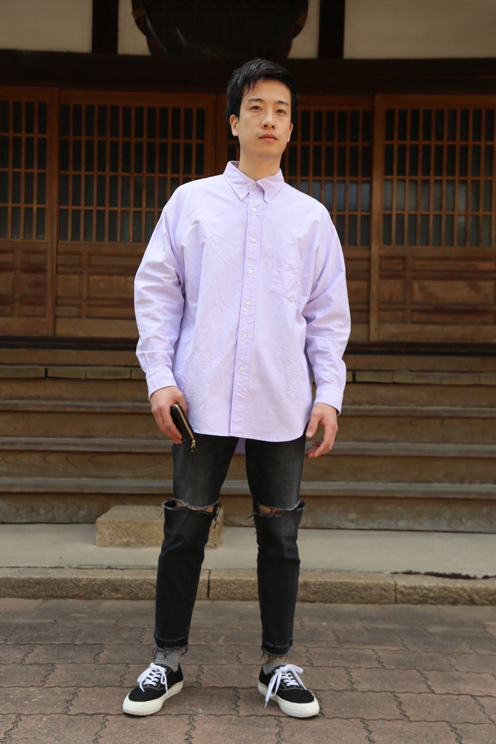 Graphpaper Oxford L/S B.D Box Shirt"LAVENDER" style.2019.4.9.