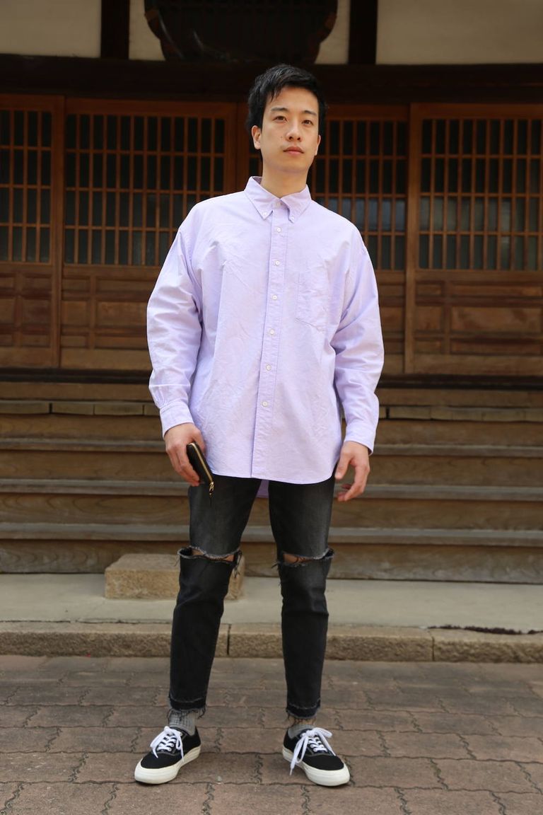 Graphpaper Oxford L/S B.D Box Shirt"LAVENDER" style.2019.4.9.