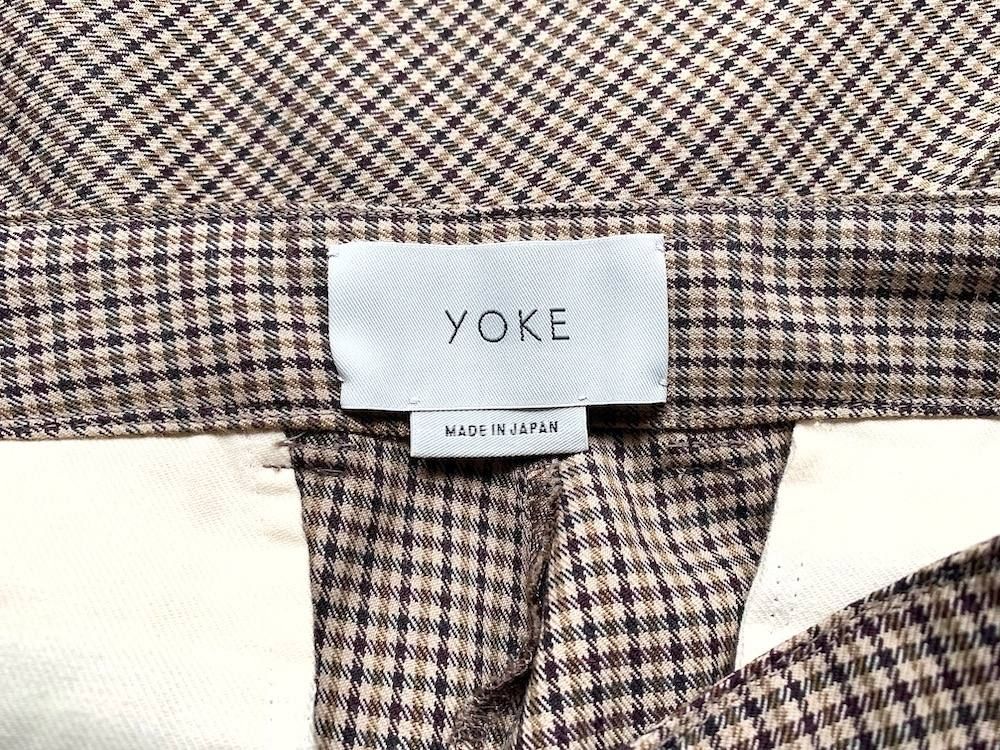 カラーベージュYOKE 19AW チェックパンツ 1tuck wide trousers