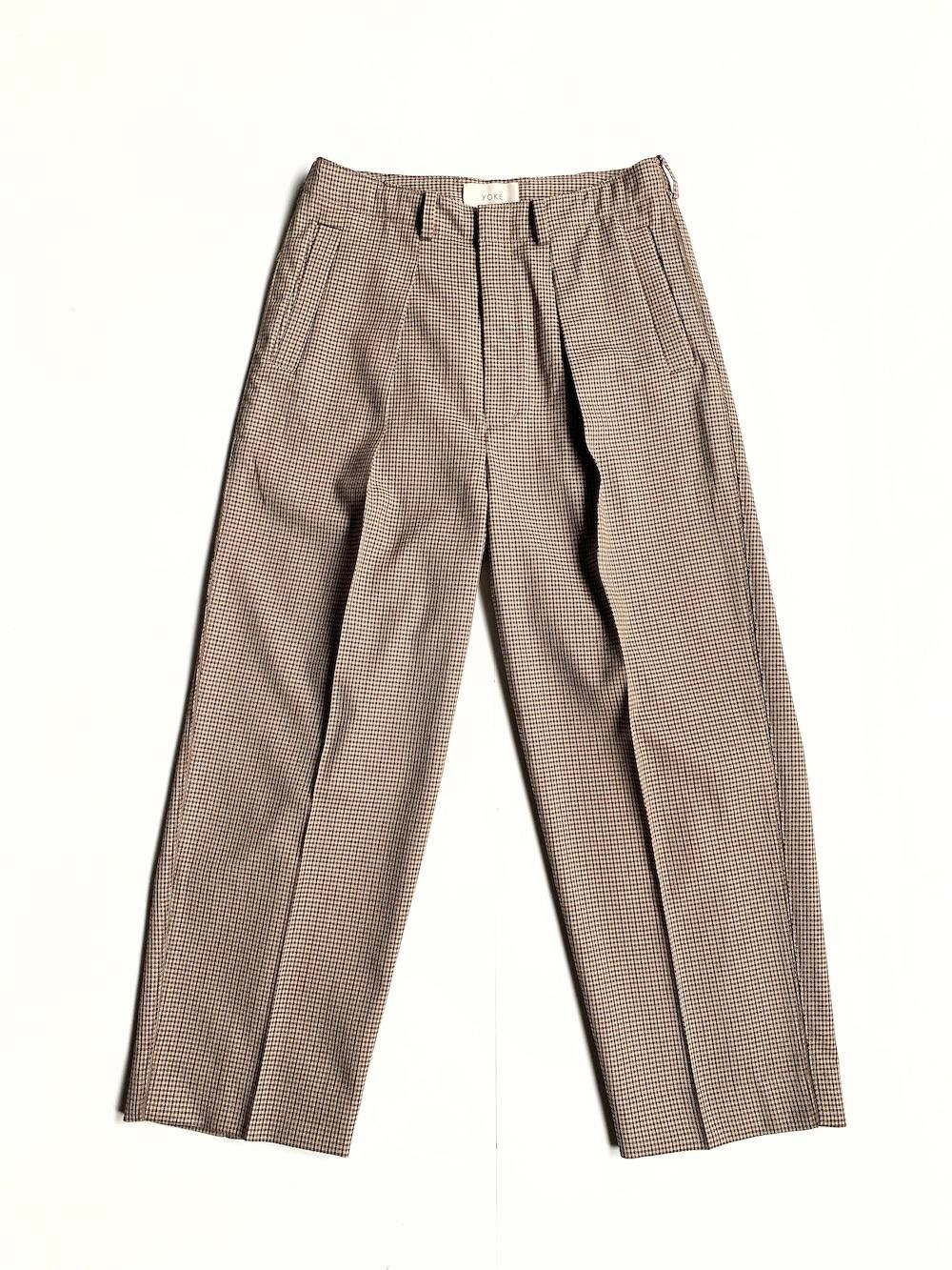YOKE 19AW チェックパンツ　1tuck wide trousers