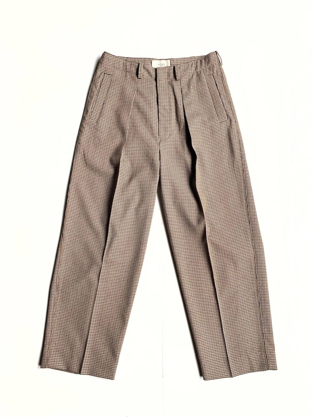 YOKE 1TUCK WIDE TROUSERS BEIGE PLAID(YK19AW0048P) | mark