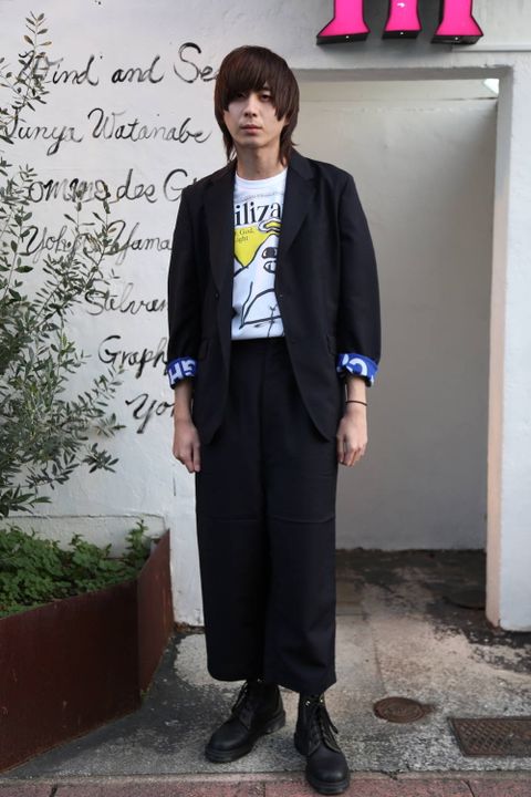 COMME des GARCONS HOMME ウールモヘアトロ×メッシュジャケット"NAVY"スタイル2020.1.12.