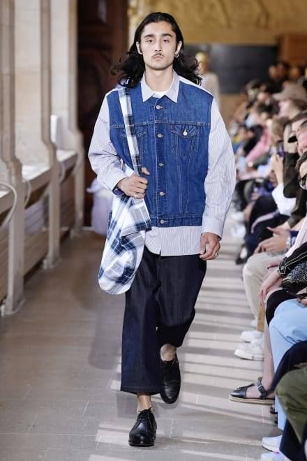 【JUNYA WATANABE MAN 2020SS  綿麻デニム×綿ストライプLevi′s Wネームシャツ】