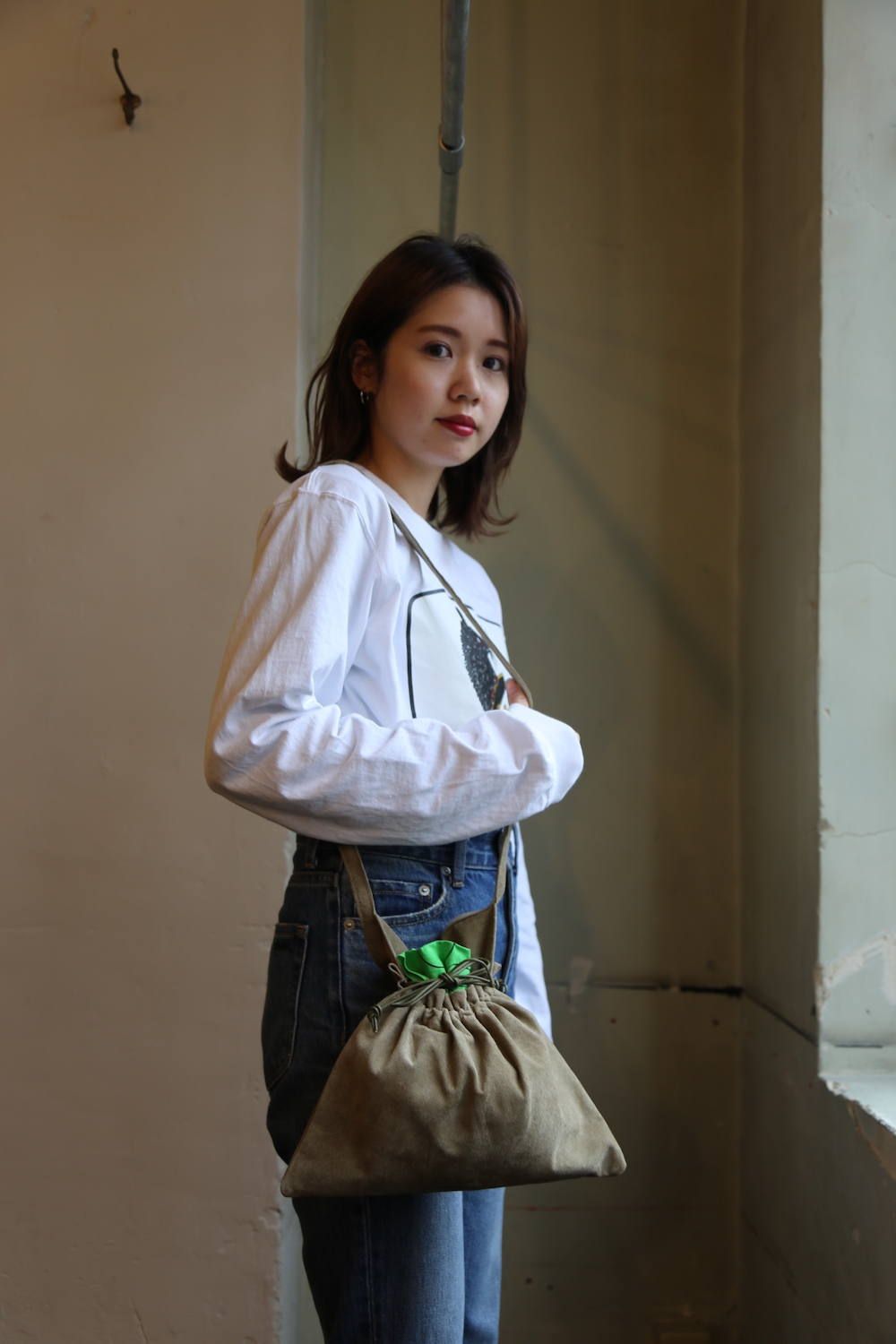 Hender Scheme red cross bag small"khaki"