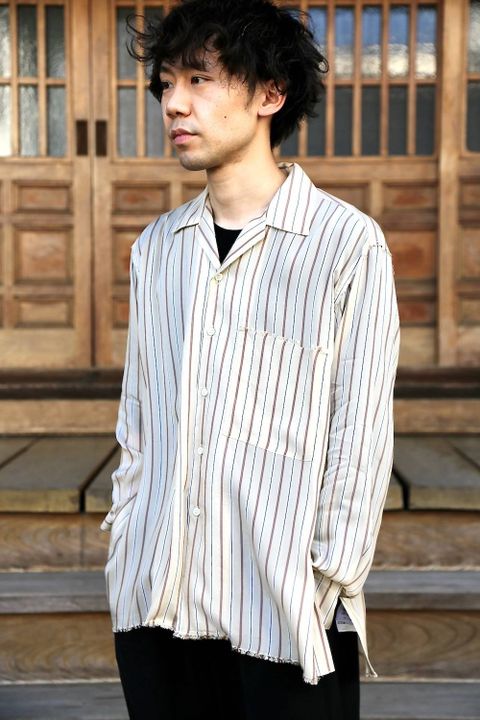 YOKE OVERSIZED STRIPE SHIRTS"BEIGE"スタイル.2020.3.8.