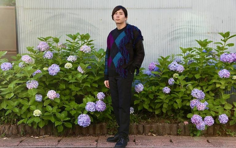 KIDILL 「Destroy Argyle Tartan Pullover Knit(KL458)"Black×Purple"」style.