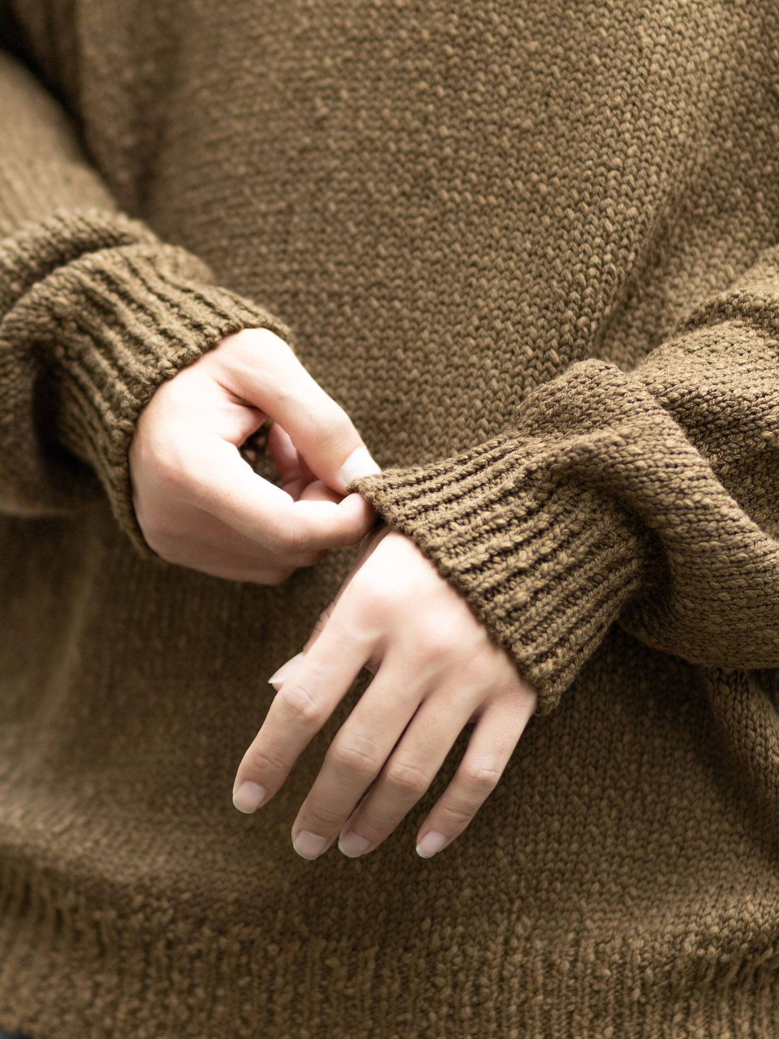 グラフペーパー Cotton Wool Slub Oversized Half Zip Knit(GU263-80603)BROWN