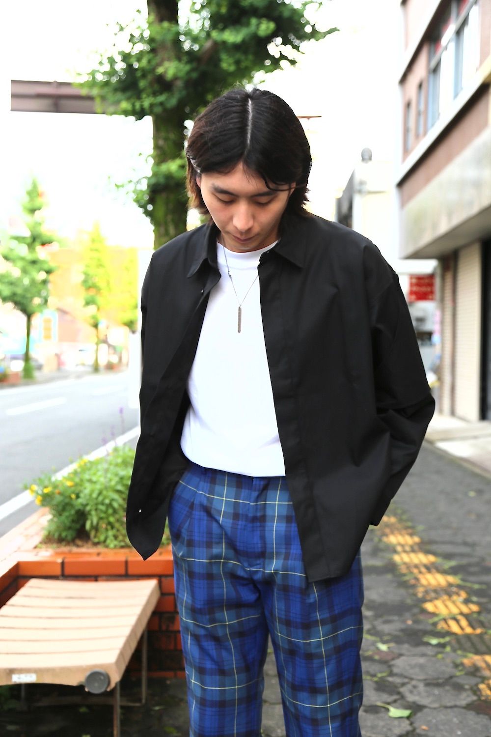 JieDa TARTAN CHECK TUCK SLACKS"NAVY"スタイル.2020.7.25.