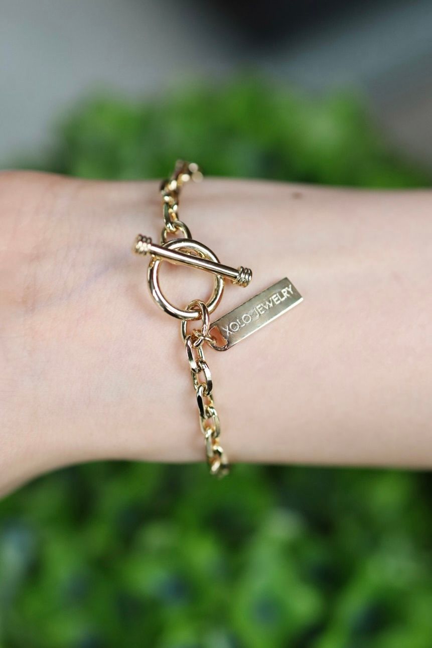 XOLO JEWELRY ブレスレット /Oval Cut Link Bracelet-4mm-Gold-(XOB117)