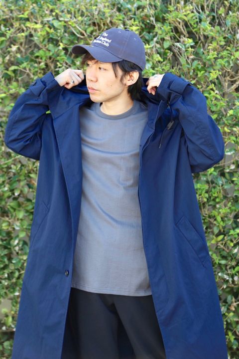 COMME des GARCONS HOMME 綿ナイロンウェザーフーデッドコート"NAVY"Style.2020.9.22.