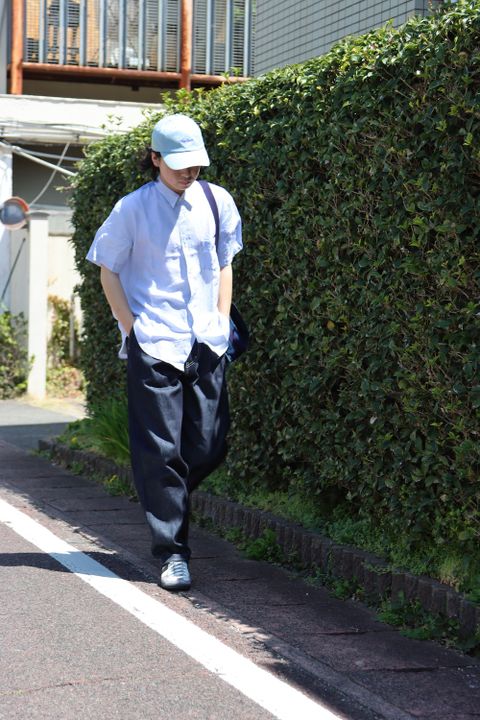 COMME des GARCONS HOMME キュプラストライプMIX S/Sシャツ(HI-B017-051) style. 2022.04.09.