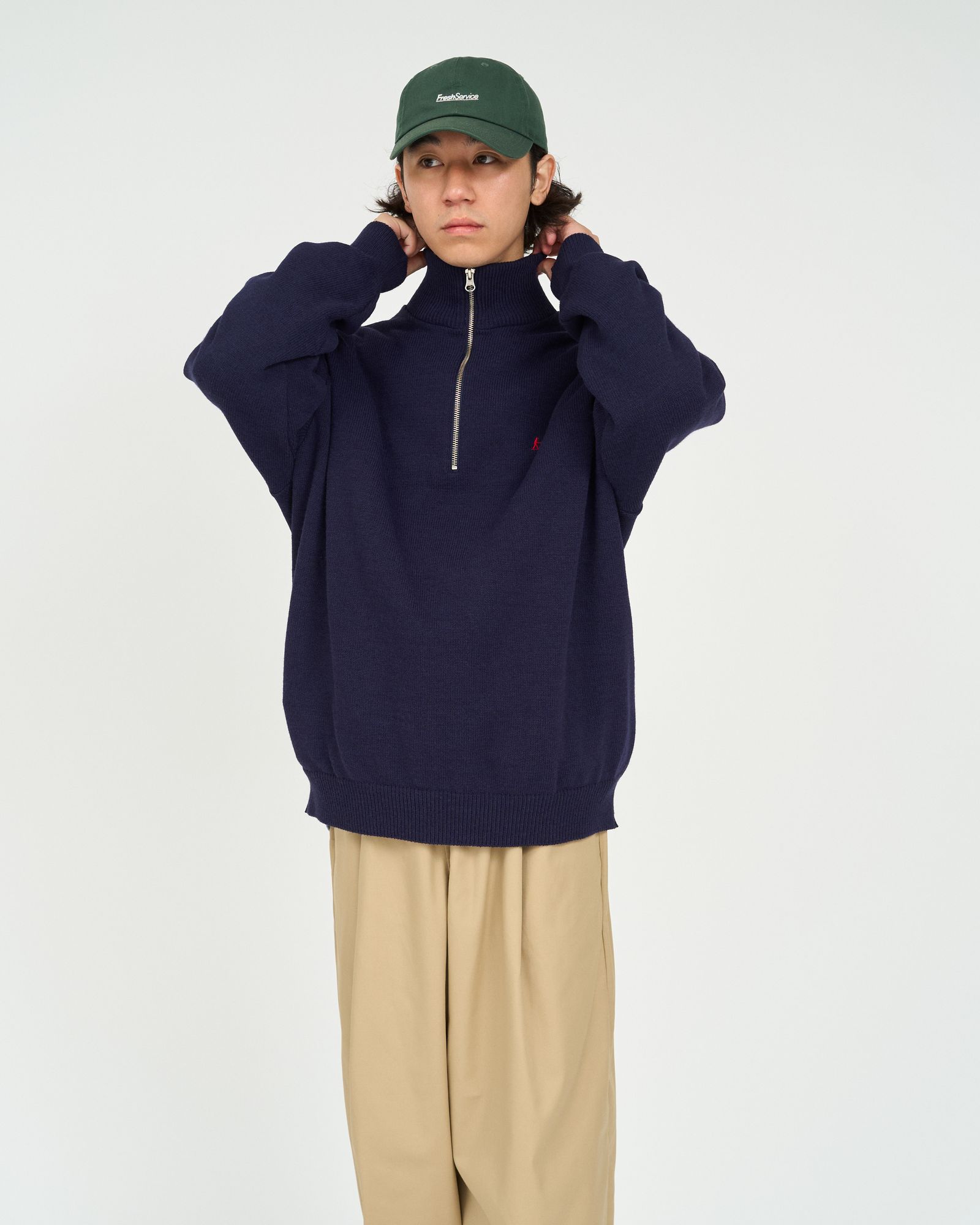 フレッシュサービス 26AW THERMAL JERSEY HARF ZIP KNIT(FSC263-80009)NAVY☆10月17日(土)新作発売！