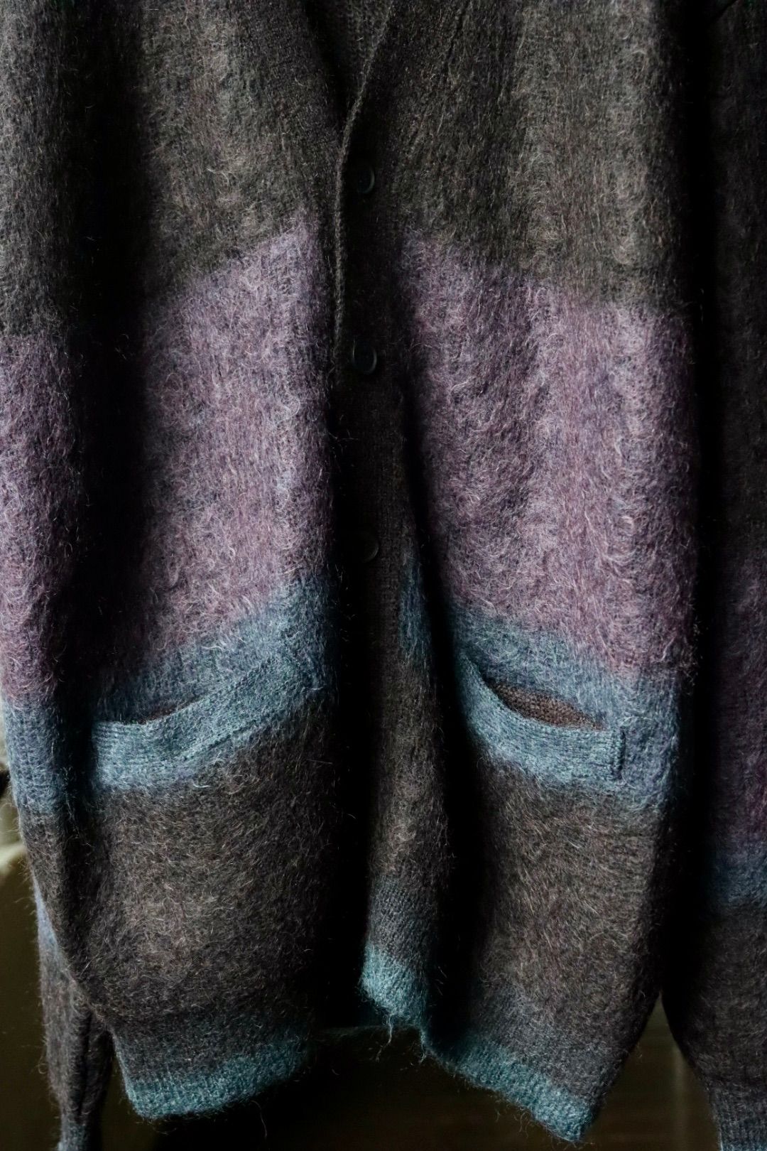 ヨーク23AW MOHAIR BORDER CARDIGAN(YK23FW0571S)BLACK