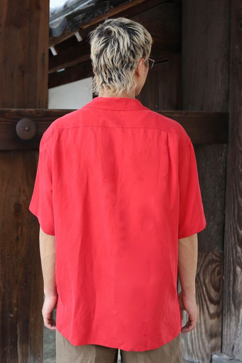 A.PRESSE Vintage Silk Linen S/S Open Collar Shirts MARKスタイル
